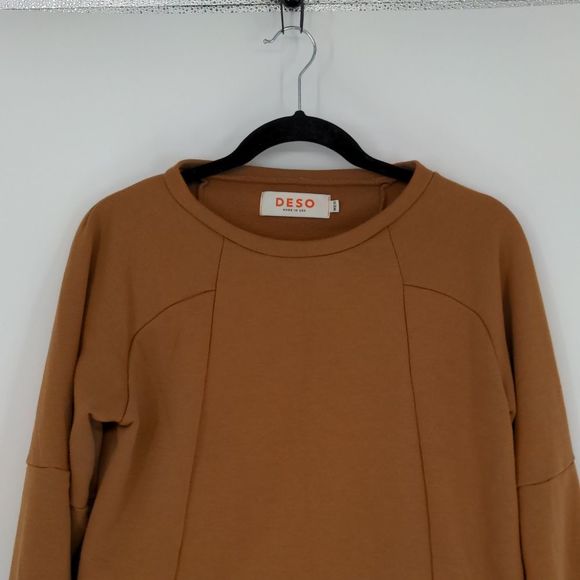 Deso Supply Leland‎ Cropped Sweatshirt Sweater Size Medium Camel Tan Terry Thumb - Picture 2 of 13